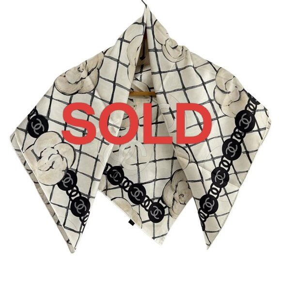 CHANEL - Beige Black Multi Scarf 381-070225 - Picture 1 of 4